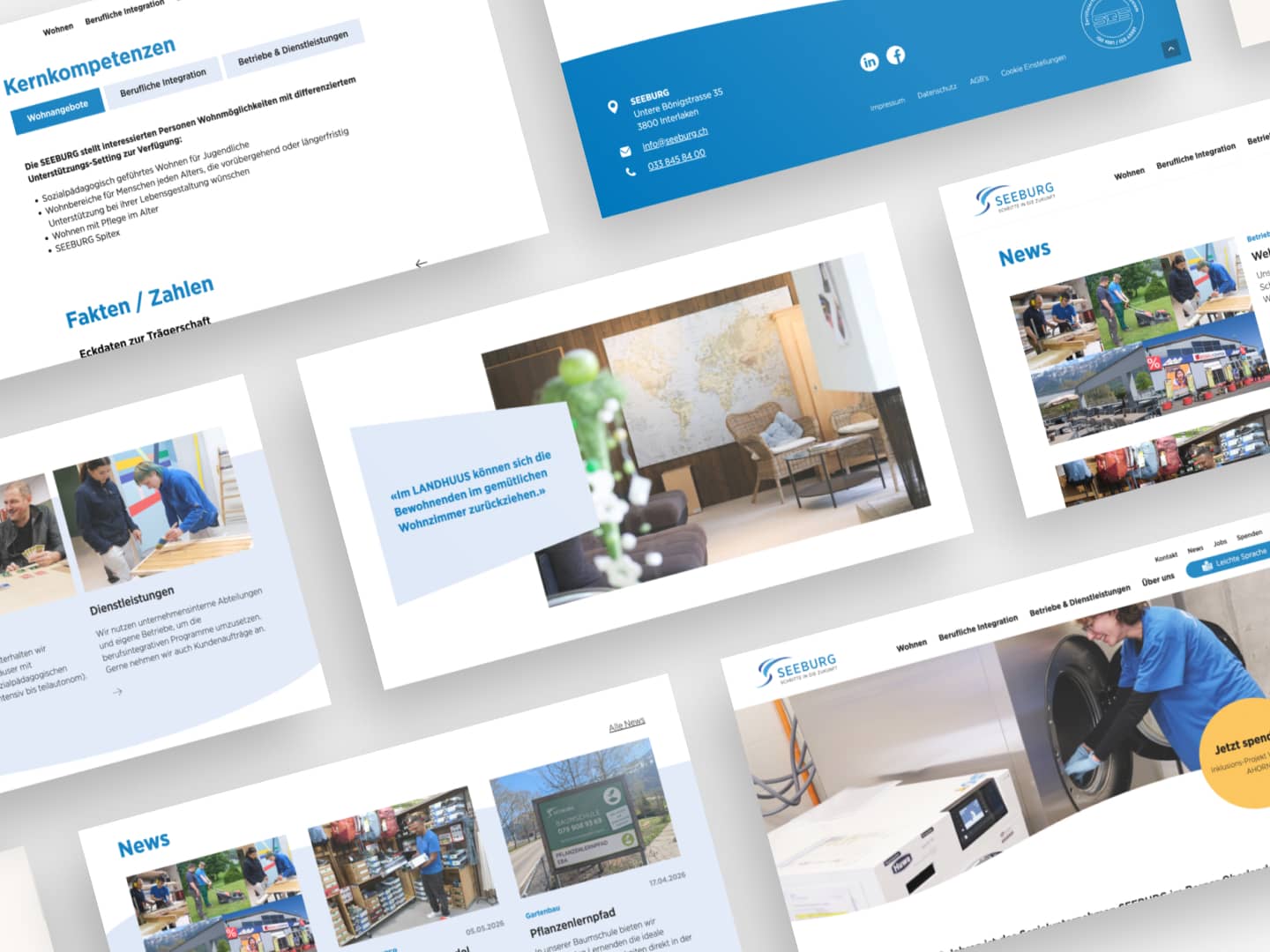 Bildcollage der neuen Seeburg-Website auf verschiedenen Geräten